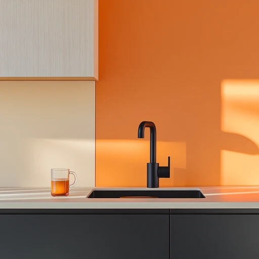 Cocina minimalista con tonos cálidos